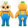 Yellow Owl Overalls Mascot Costume