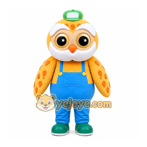 Yellow Owl Overalls Mascot Costume