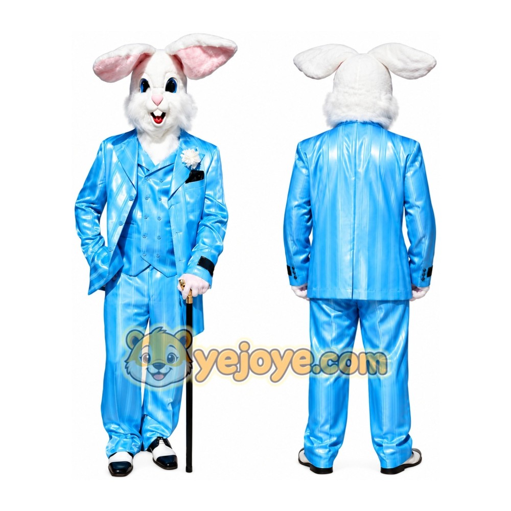 Blue Rabbit Satin Mascot Costume Blue Rabbit Satin Mascot Costume