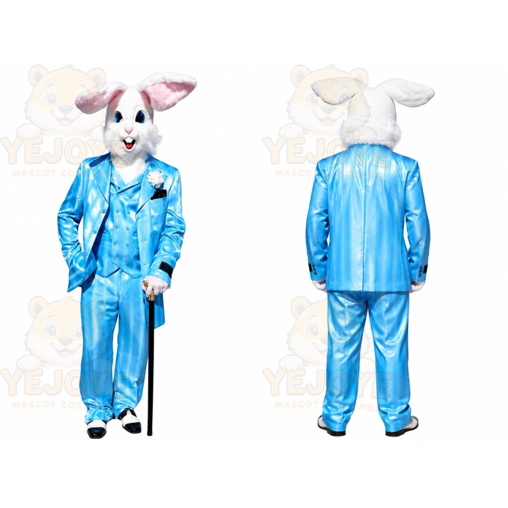 Blue Rabbit Satin Mascot Costume