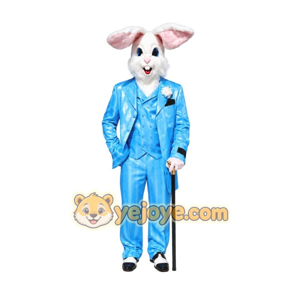 Blue Rabbit Satin Mascot Costume Blue Rabbit Satin Mascot Costume
