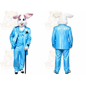 Blue Rabbit Satin Mascot Costume