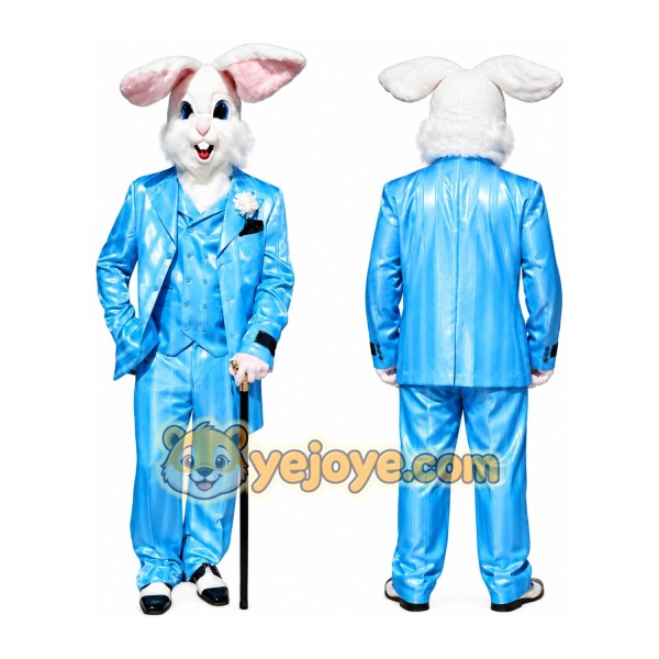 Blue Rabbit Satin Mascot Costume