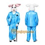 Blue Rabbit Satin Mascot Costume