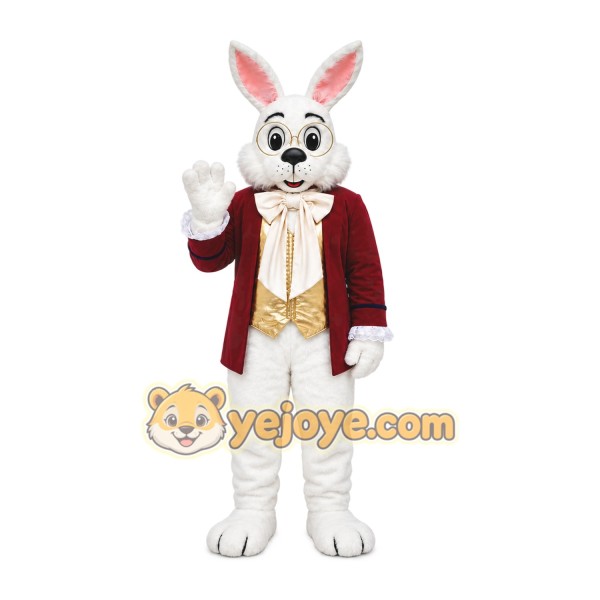 White Rabbit Red Coat Mascot Costume White Rabbit Red Coat Mascot Costume