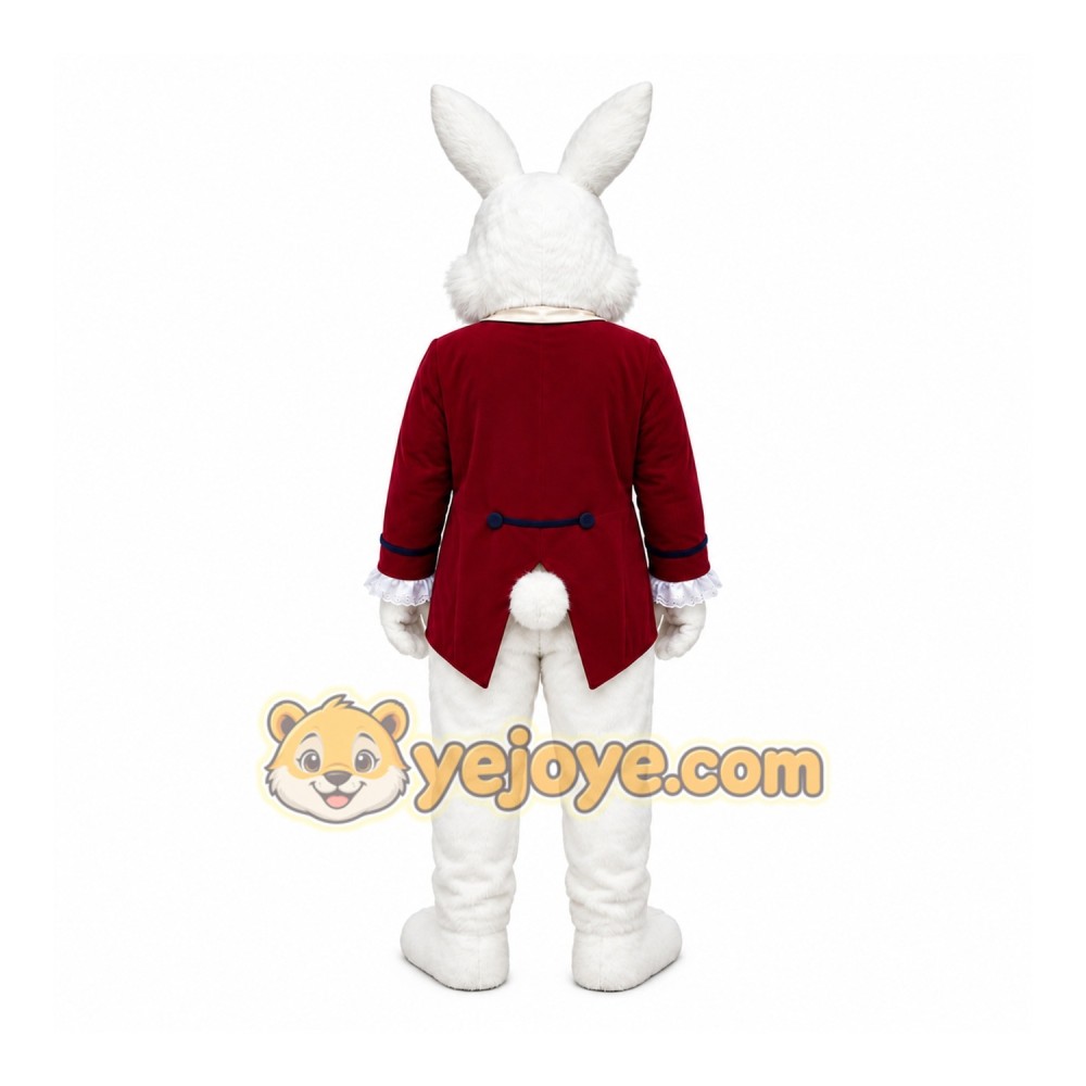 White Rabbit Red Coat Mascot Costume White Rabbit Red Coat Mascot Costume