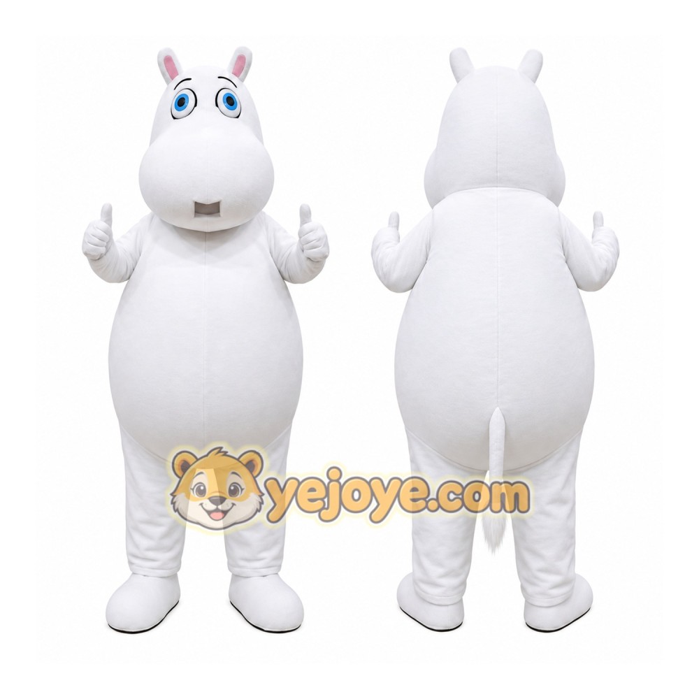 White Hippo Mascot Costume