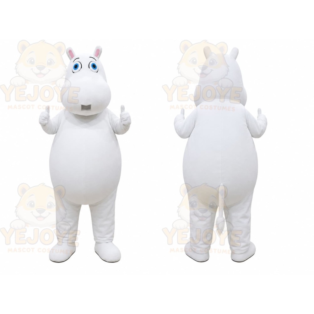 White Hippo Mascot Costume