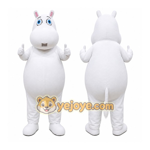 White Hippo Mascot Costume