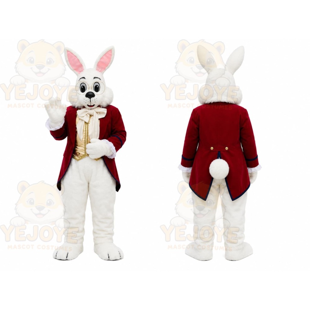 White Rabbit Red Coat Mascot Costume