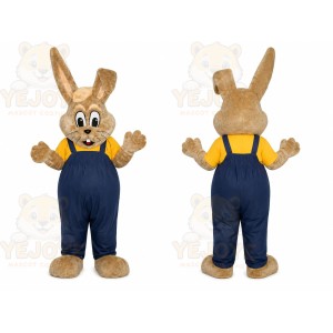 Brown Rabbit Overalls Mascot Costume