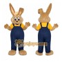 Brown Rabbit Overalls Mascot Costume