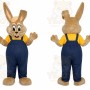 Brown Rabbit Overalls Mascot Costume
