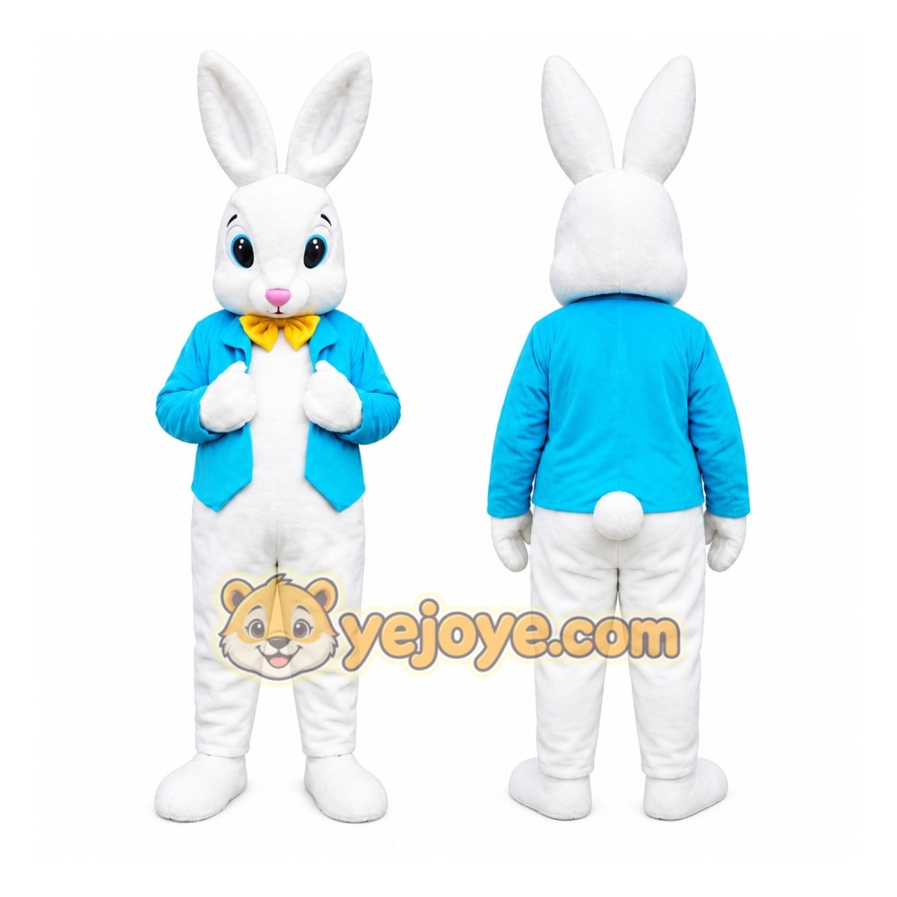 White Rabbit Bow Tie Mascot Costume White Rabbit Bow Tie Mascot Costume