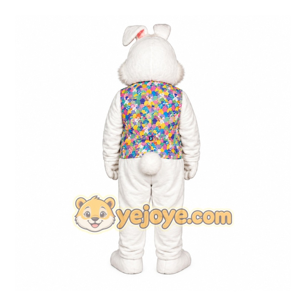 White Rabbit Mascot Costume with Floral Vest White Rabbit Mascot Costume with Floral Vest