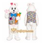 White Rabbit Mascot Costume with Floral Vest