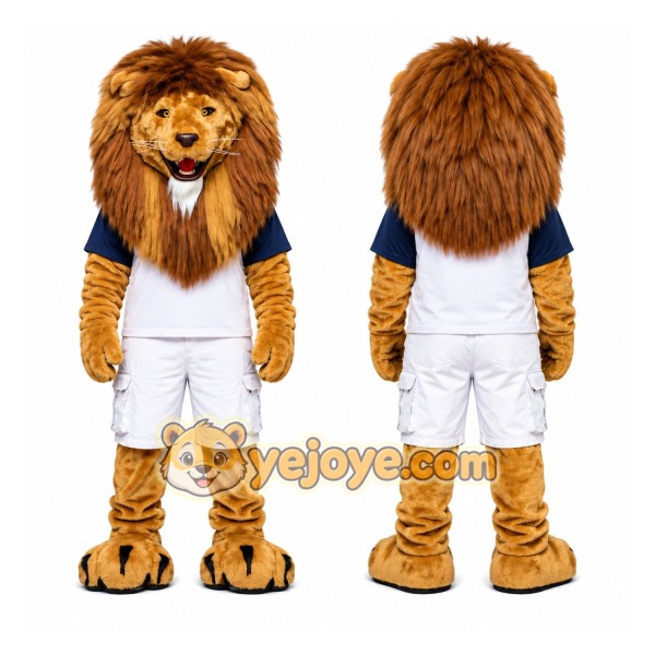 Lion White Shorts Mascot Costume