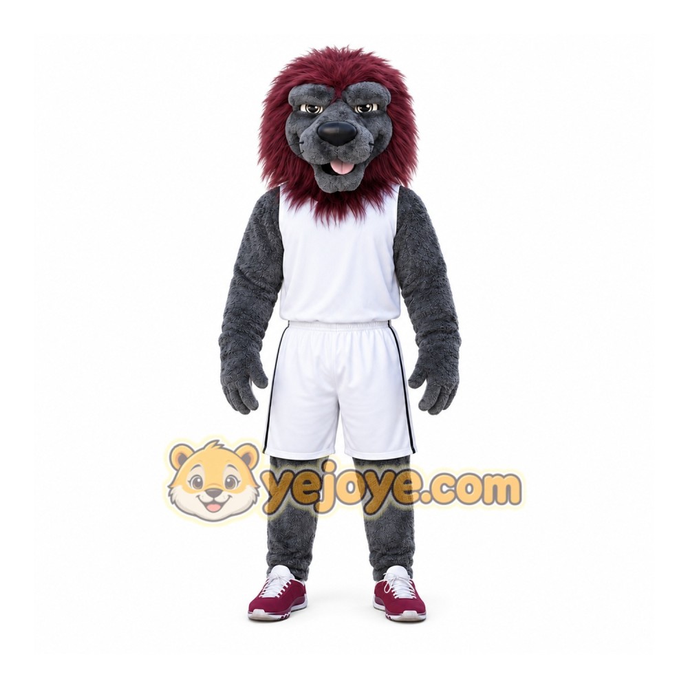 Gray Lion Mascot Costume