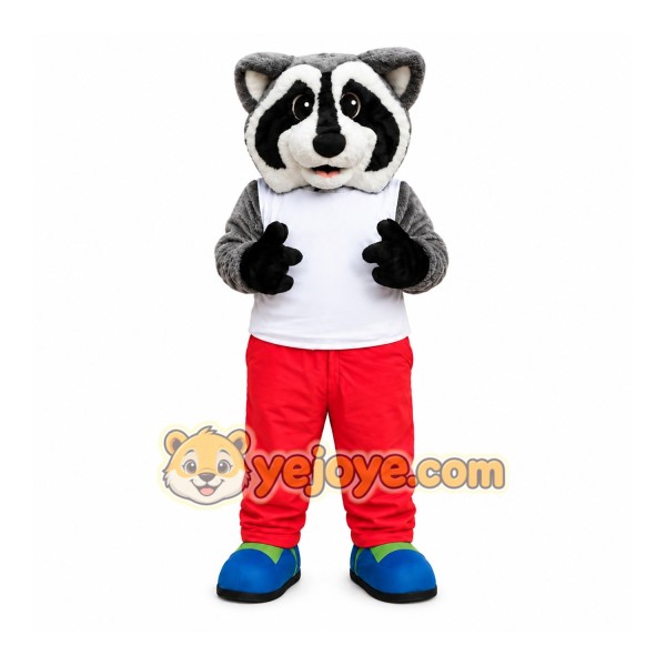 Raccoon Red Pants Mascot Costume Raccoon Red Pants Mascot Costume