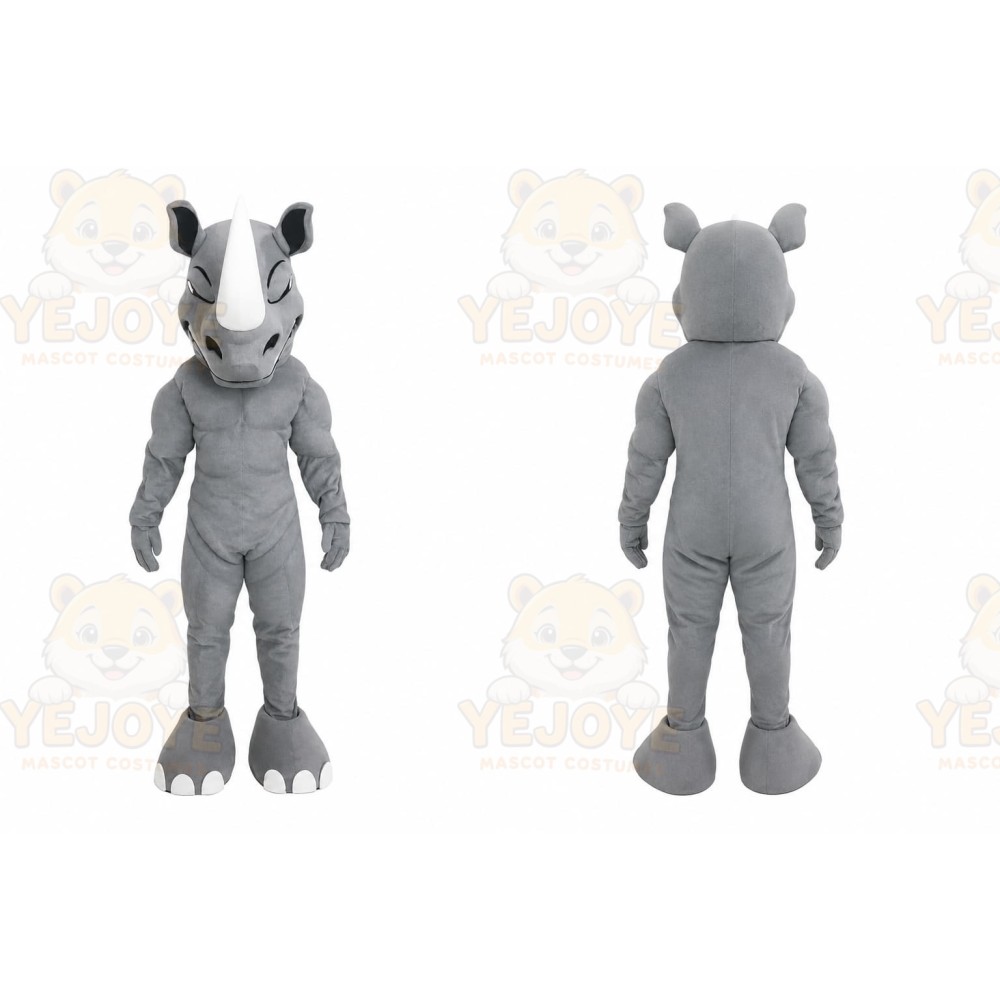 Gray Rhino Mascot Costume