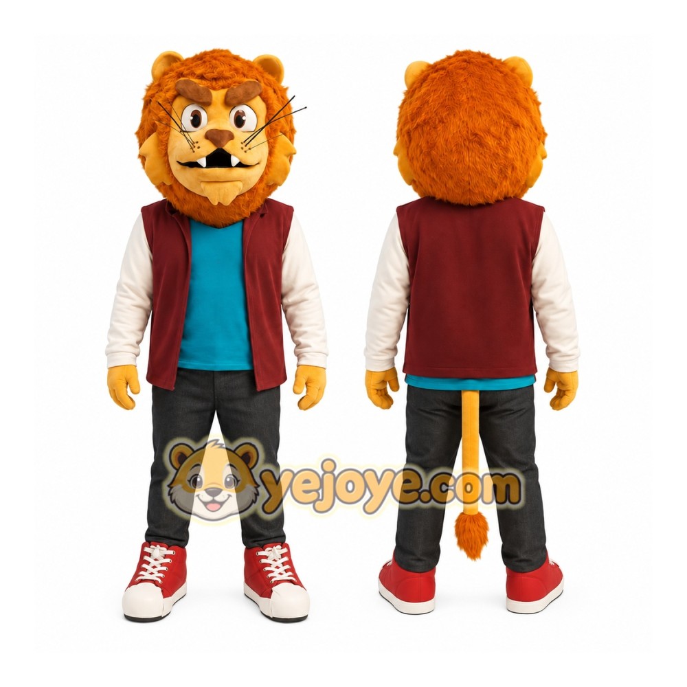 Lion Red Jacket Mascot Costume