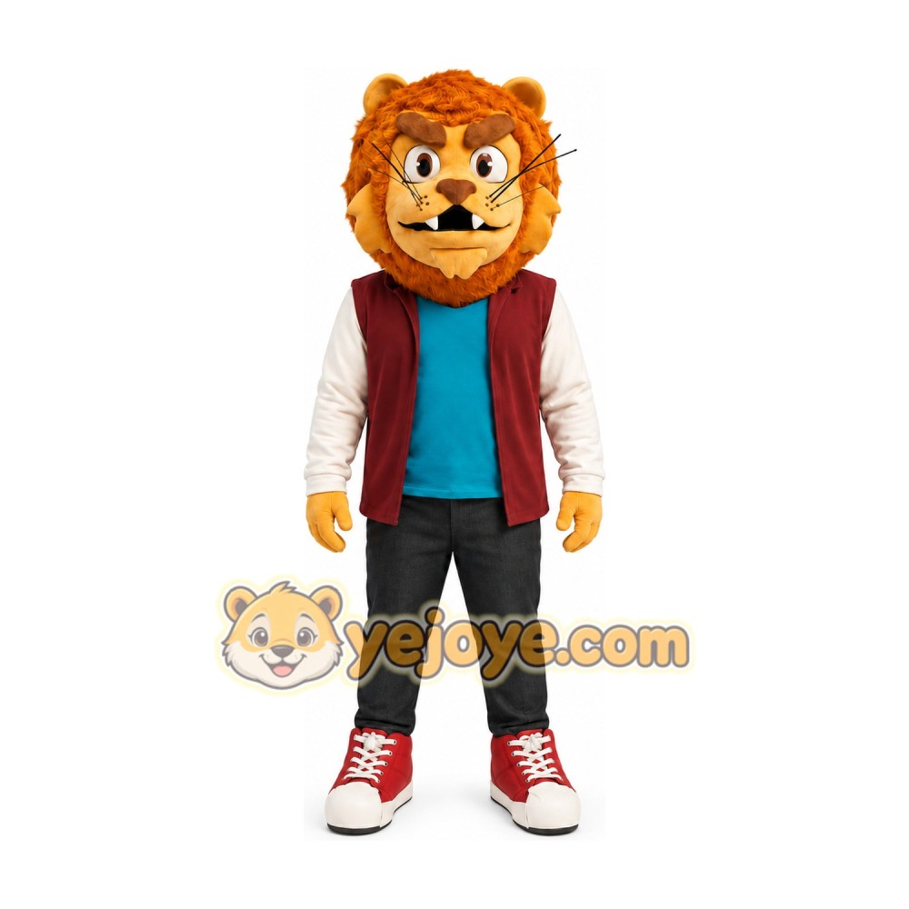 Lion Red Jacket Mascot Costume