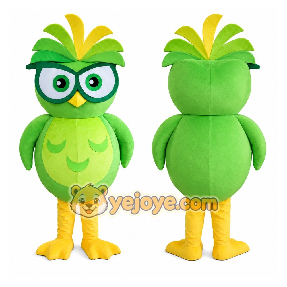 Green Owl Mascot Costume Green Owl Mascot Costume