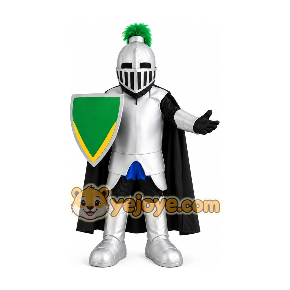 Black Cape Knight Mascot Costume Black Cape Knight Mascot Costume