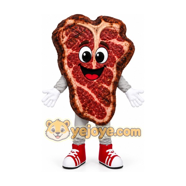 Red Steak Mascot Costume Red Steak Mascot Costume