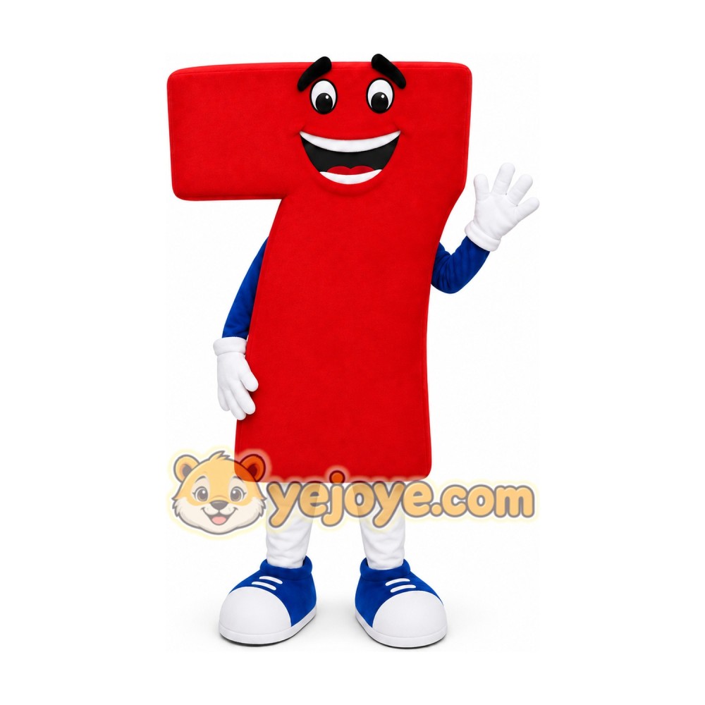 Red Seven Number Character Mascot Costume Red Seven Number Character Mascot Costume