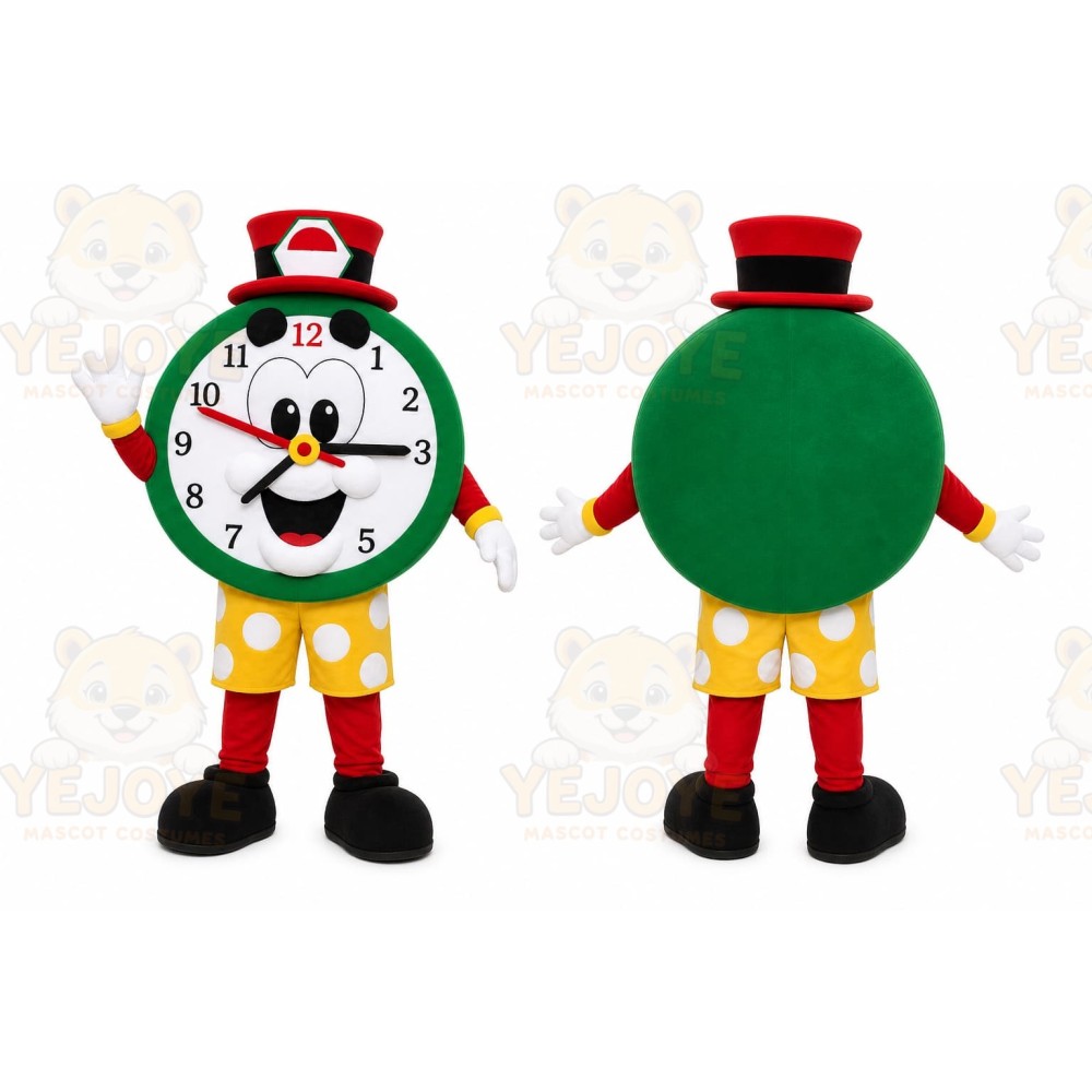 Green Clock Mascot Costume