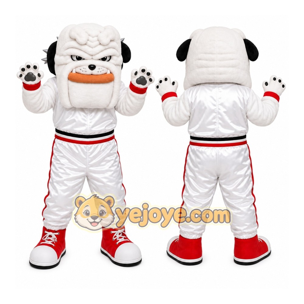 White Bulldog Sports Mascot Costume White Bulldog Sports Mascot Costume