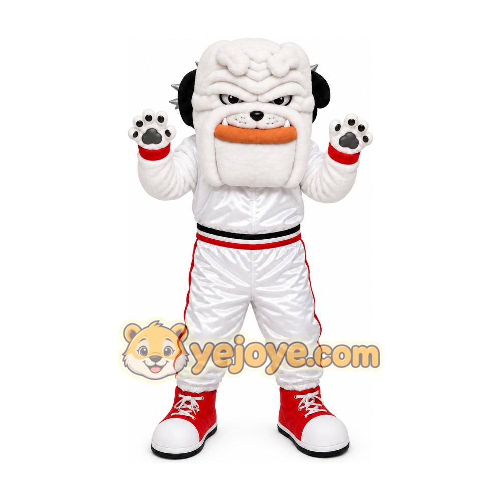 White Bulldog Sports Mascot Costume White Bulldog Sports Mascot Costume