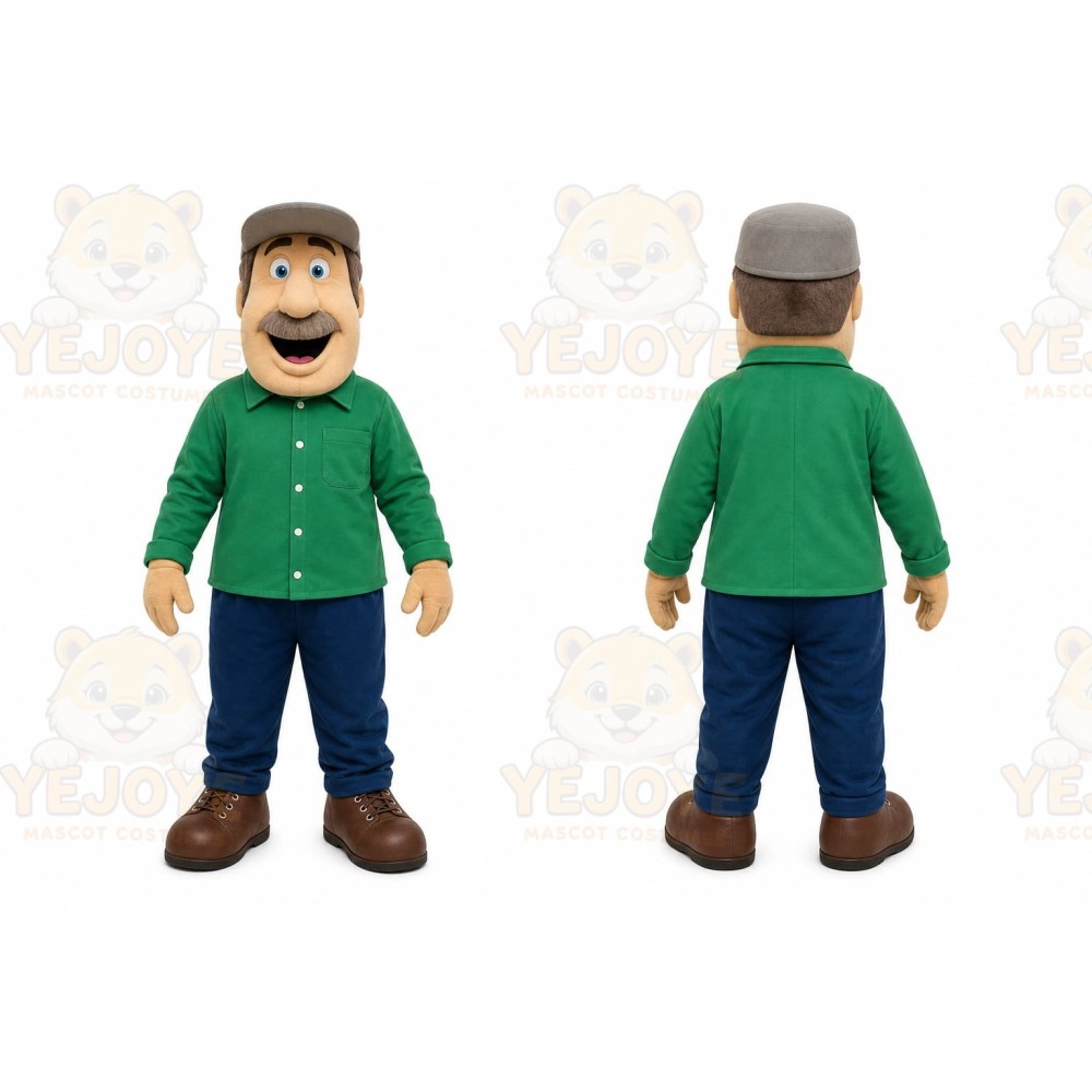 Green Shirt Man Mascot Costume
