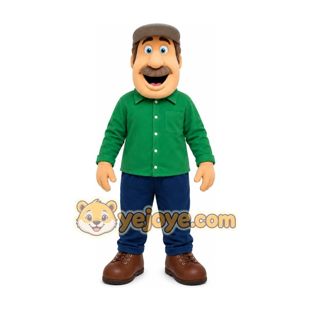Green Shirt Man Mascot Costume Green Shirt Man Mascot Costume