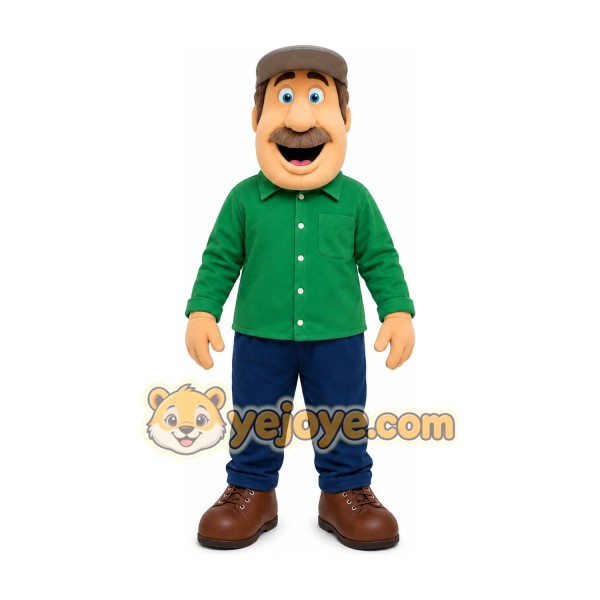 Green Shirt Man Mascot Costume
