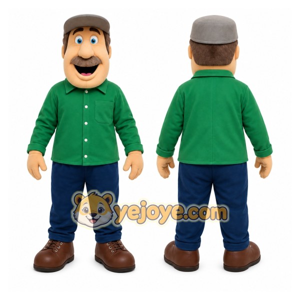 Green Shirt Man Mascot Costume