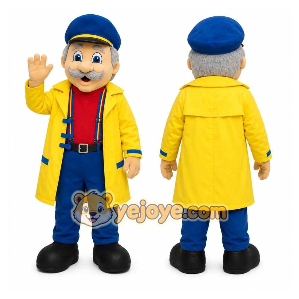 Yellow Raincoat Boy Mascot Costume Yellow Raincoat Boy Mascot Costume
