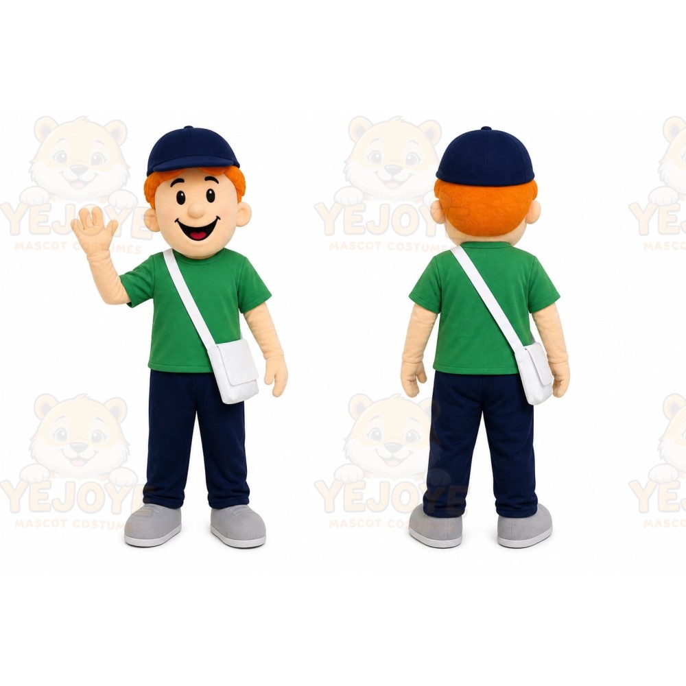 Green Shirt Boy Mascot Costume