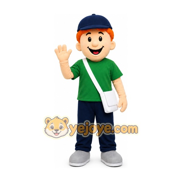 Green Shirt Boy Mascot Costume
