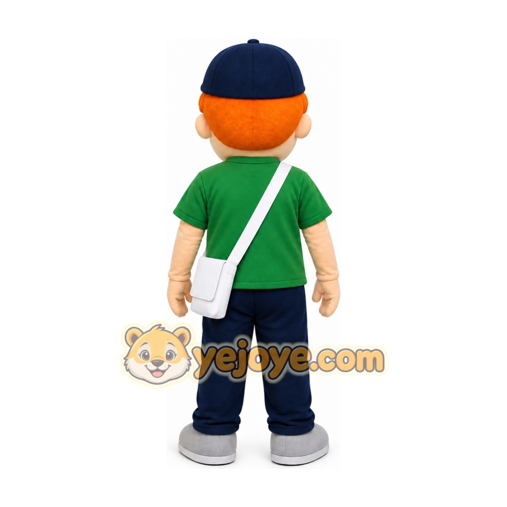 Green Shirt Boy Mascot Costume Green Shirt Boy Mascot Costume