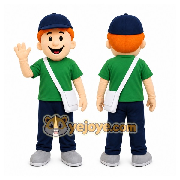 Green Shirt Boy Mascot Costume