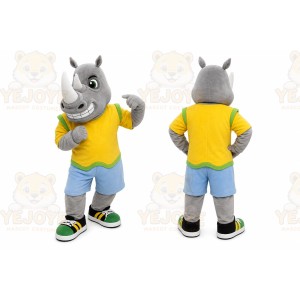 Gray Rhino Mascot Costume