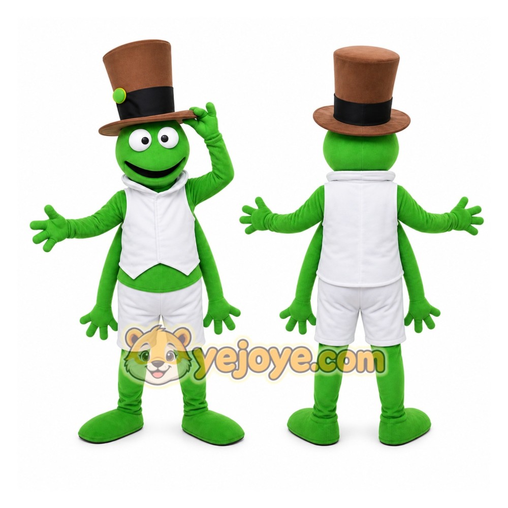 Green Cricket Gentleman Mascot Costume Green Cricket Gentleman Mascot Costume