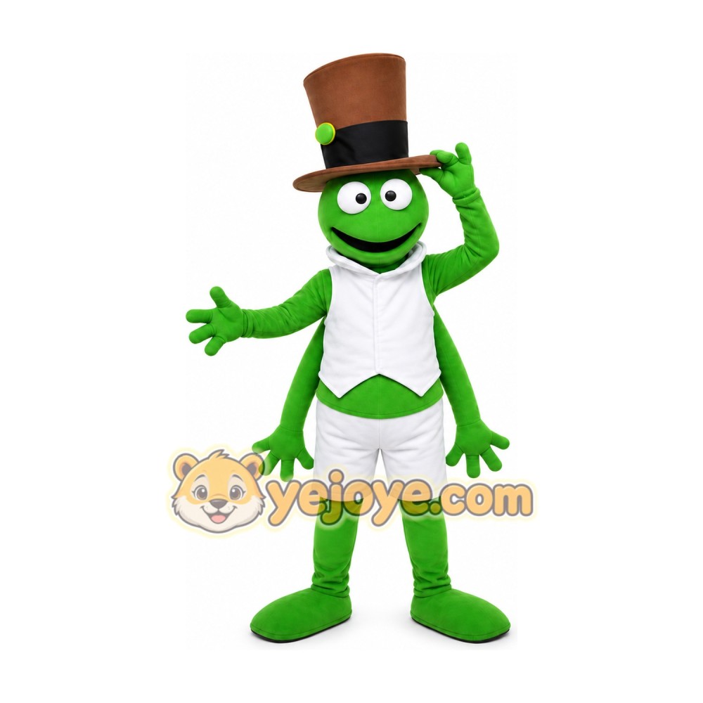Green Cricket Gentleman Mascot Costume Green Cricket Gentleman Mascot Costume
