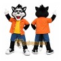 Gray Cat Orange Shirt Mascot Costume