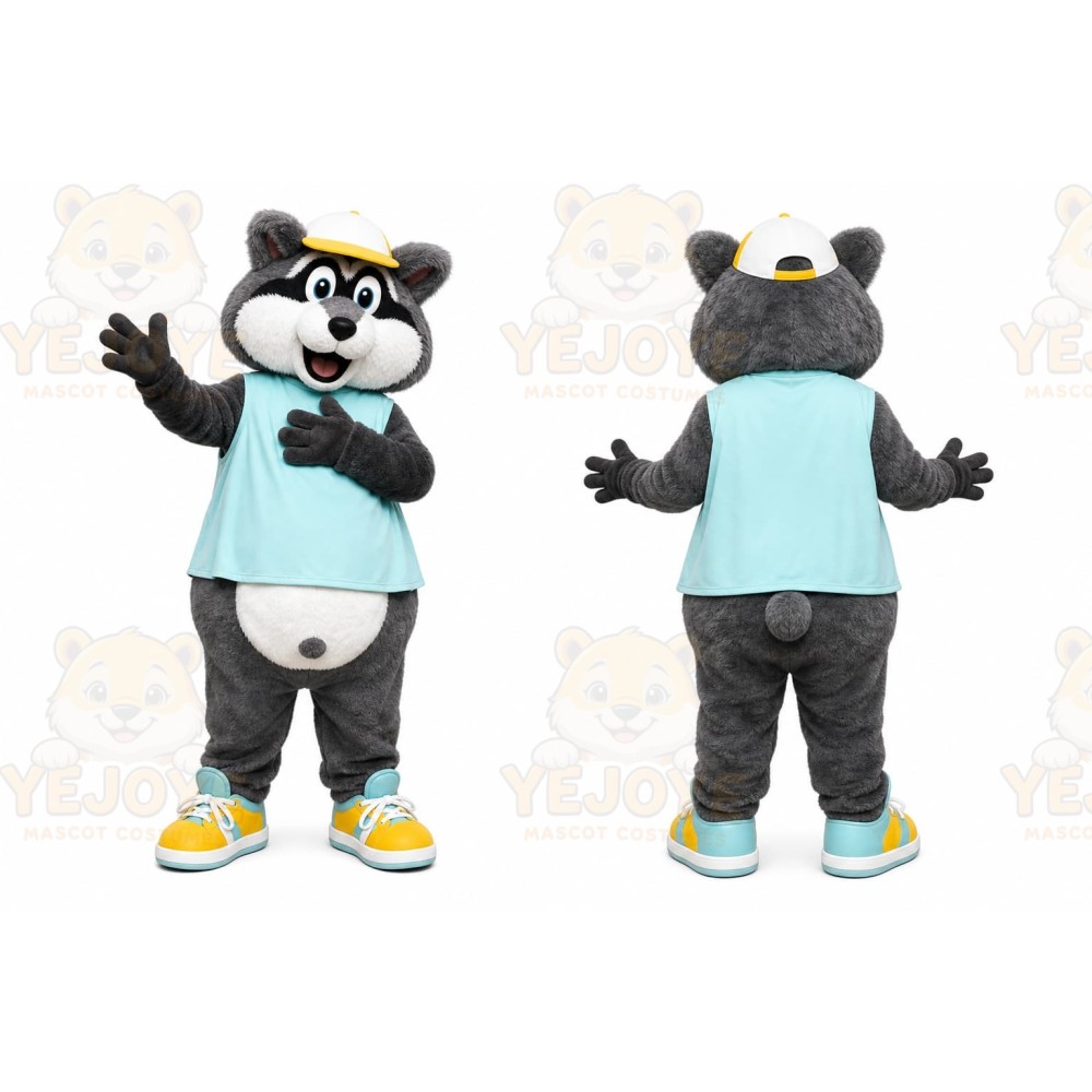 Gray Raccoon Shirt Mascot Costume