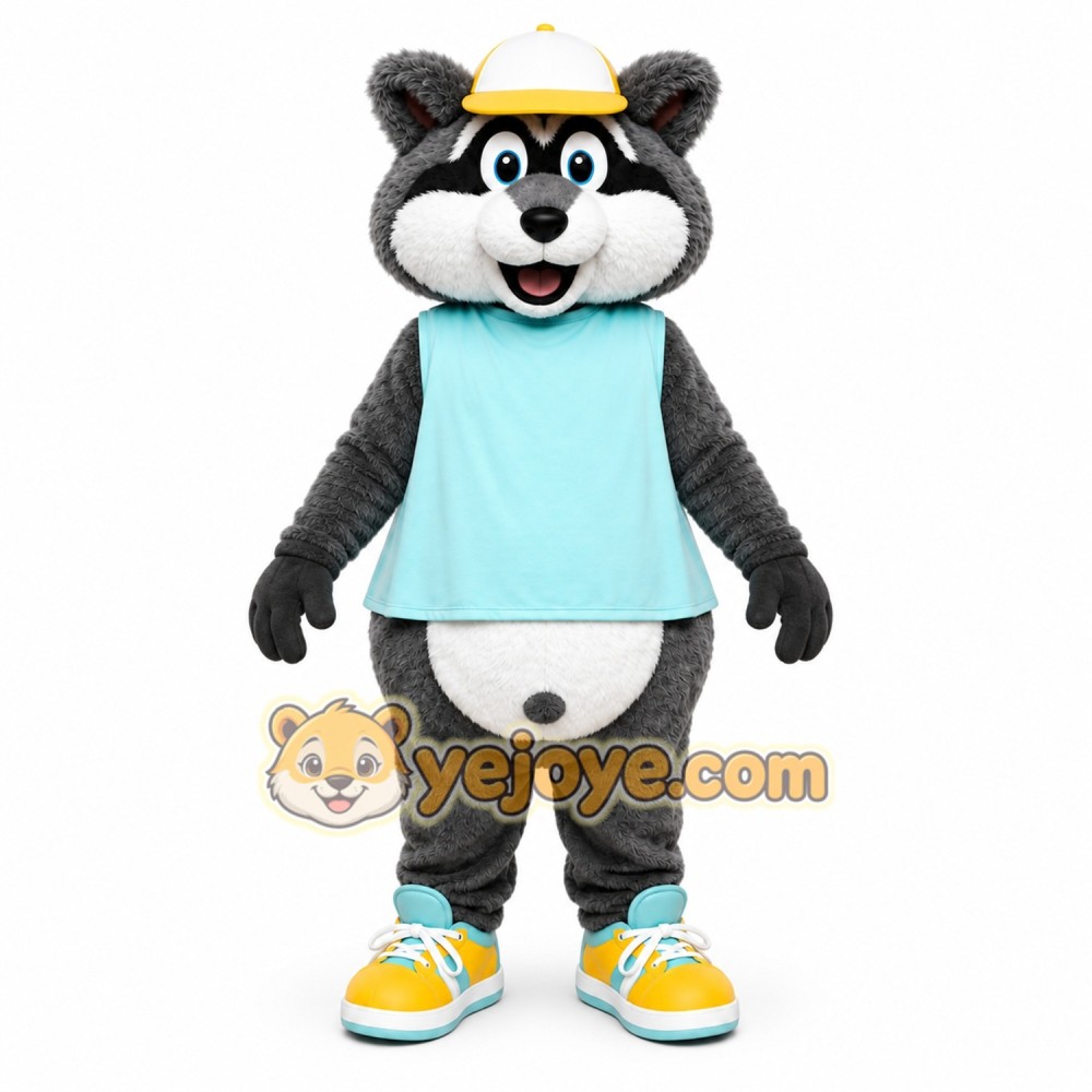 Gray Raccoon Shirt Mascot Costume Gray Raccoon Shirt Mascot Costume