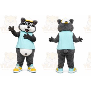 Gray Raccoon Shirt Mascot Costume