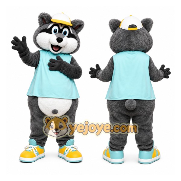 Gray Raccoon Shirt Mascot Costume